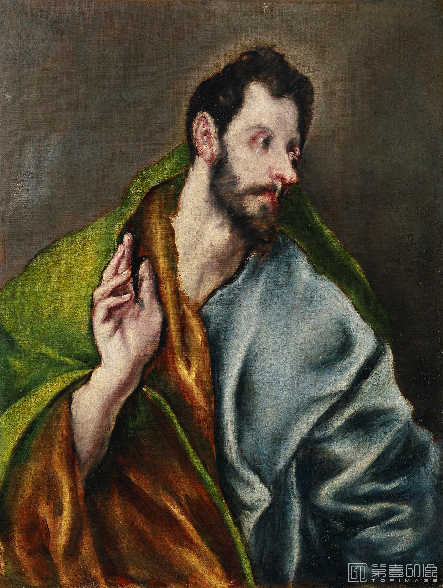 油画-西班牙普拉多美术馆油画藏画-El Greco (y taller)-Santo Tomás-72cm x 55cm-0773